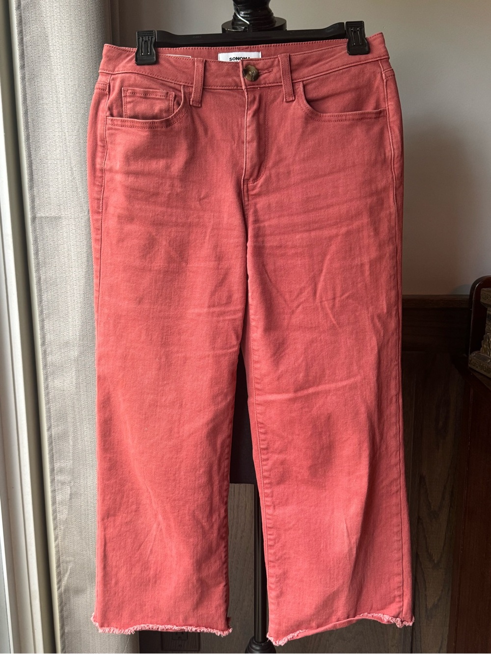 Sonoma Coral Pink Cropped Wide-Leg Jeans 4
